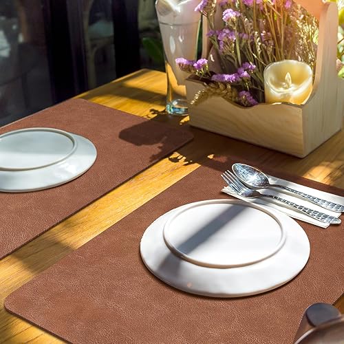 Miniatura 5 de 12 manteles individuales de piel sintética, manteles individuales de doble cara, impermeables, a prueba de aceite, resistentes a las manchas, al