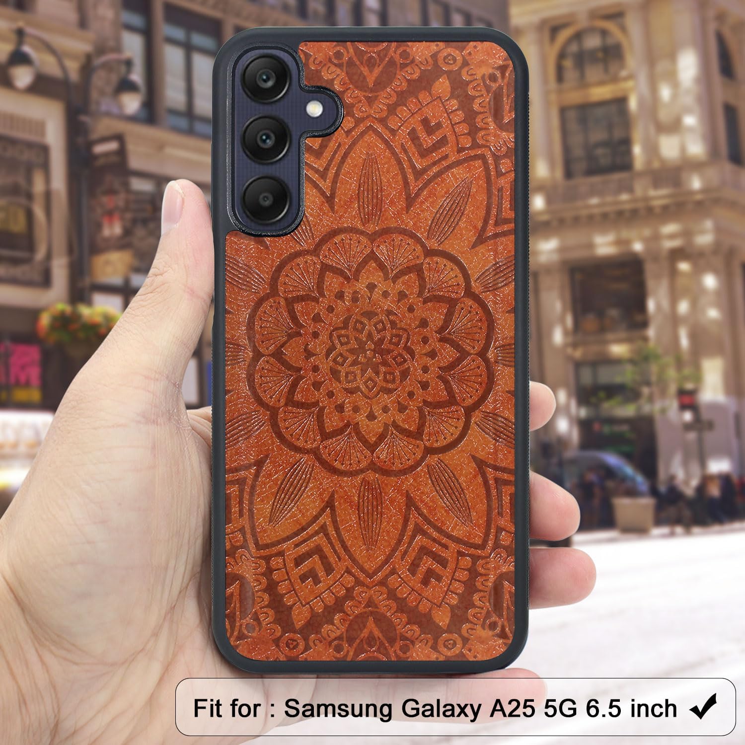Harryshell Detachable Wallet Leather Case Compatible with Samsung Galaxy A25 5G (2024) Magnetic Phone Case Zipper with Cash Coin Pocket Multi Card Slots Holder Wrist Strap Lanyard (Flower Brown)