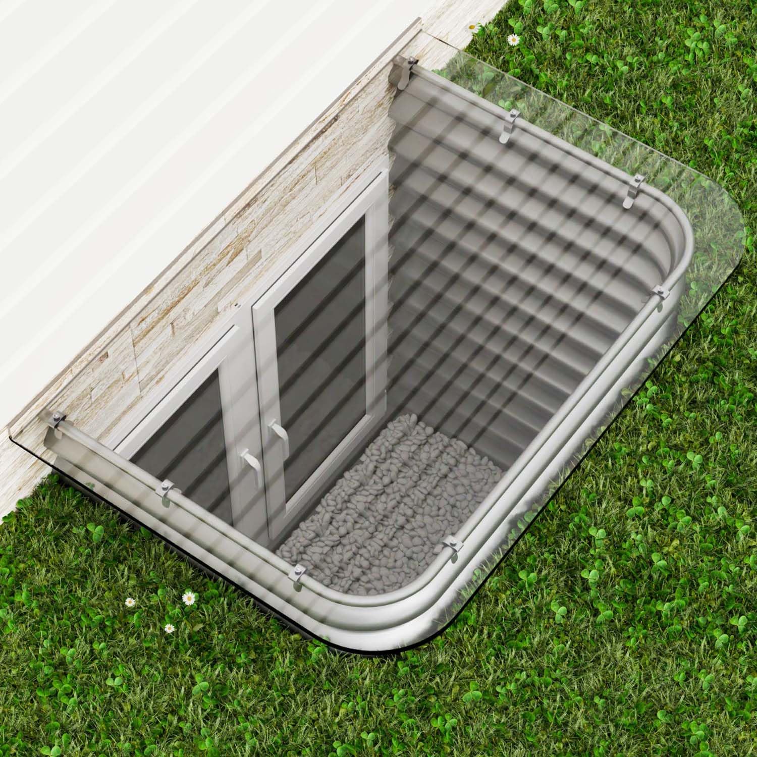 Photo 1 of QIPRAONO Polycarbonate Window Well Cover Outside, Heavy-Duty Egress Basement Cover with Double UV Coating, Shields from Debris, Snow & Rain/Only Cover 54" X 38"