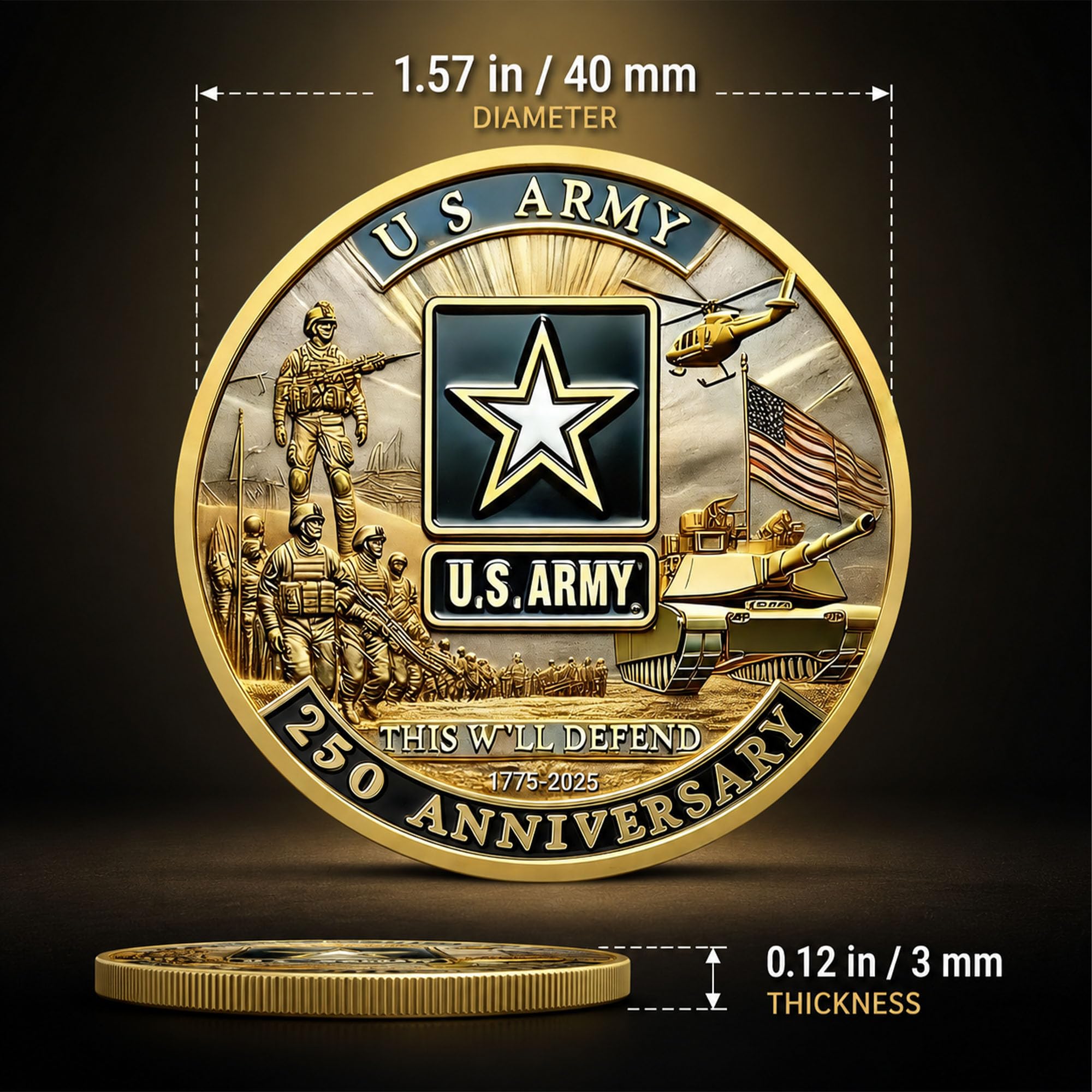Amazon.com: Army 250th Anniversary Coin 250th Anniversary Coin