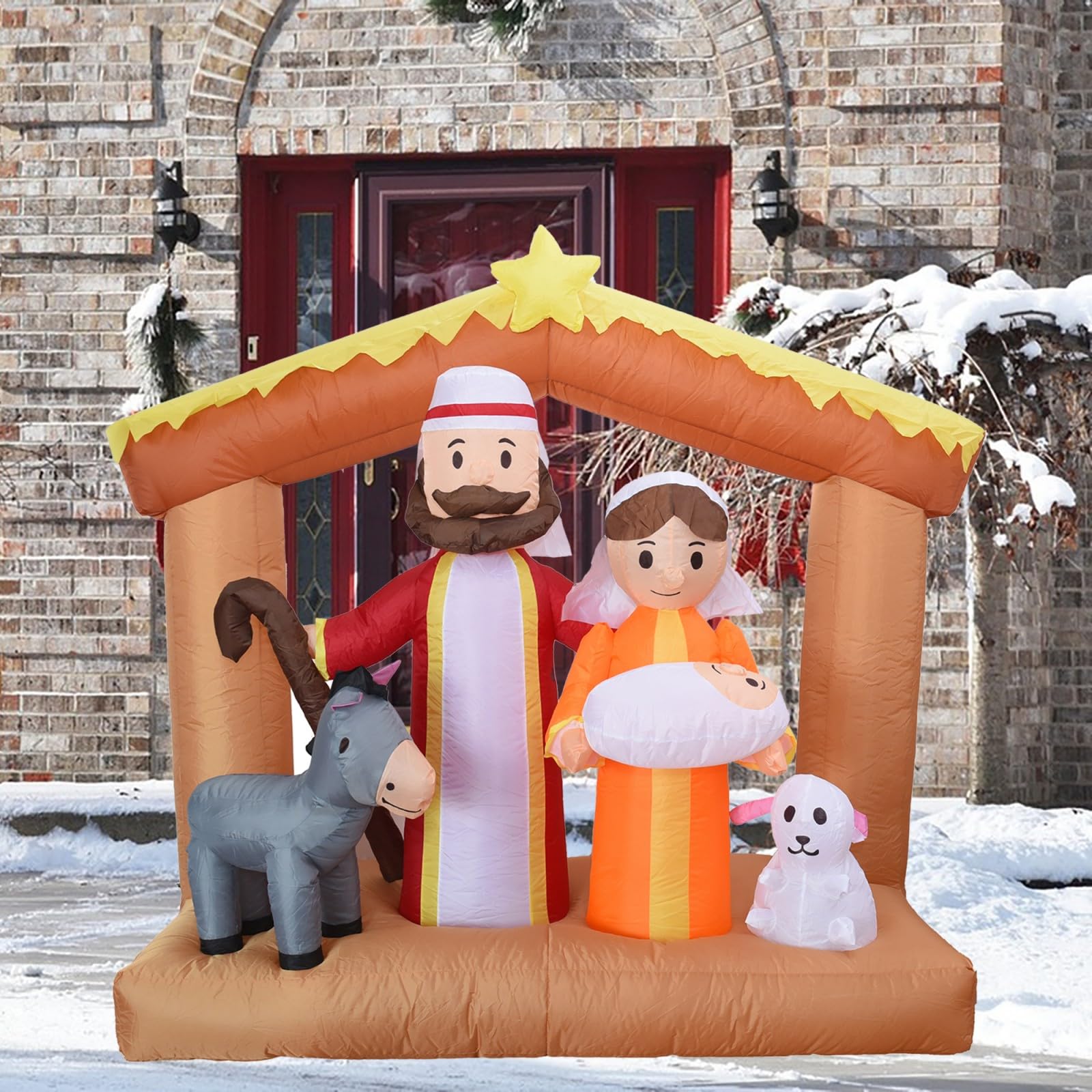 Decorazione natalizia da 1,8 m, presepe con luce a LED, decorazione natalizia per giardino, prato, patio, Natale, vacanze, interni, decorazione per feste