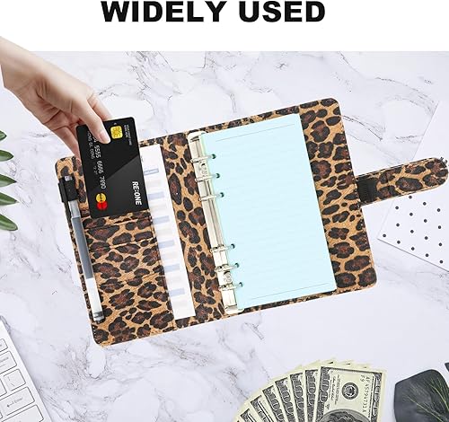 Miniatura 87 de Carpeta A5 recargable de piel sintética con 6 anillas, cubierta para cuaderno pequeño para papel de relleno A5, cubierta de planificador personal