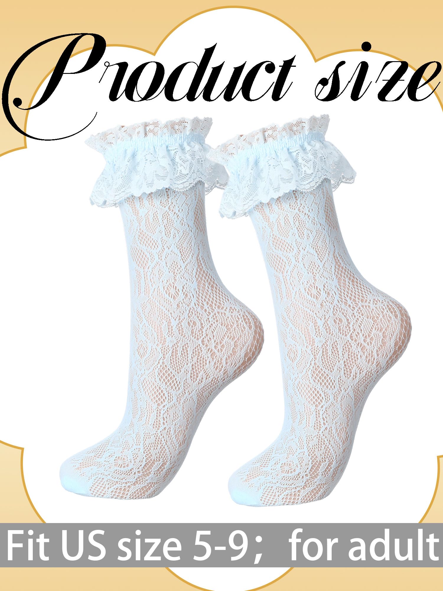 Geyoga 4 Pairs Lace Ruffle Frilly Ankle Socks Women Lace Cute Dress Socks for Women Ladies Princess Accessories: 5-9 Grey, Pink, Skin Color, Light Blue