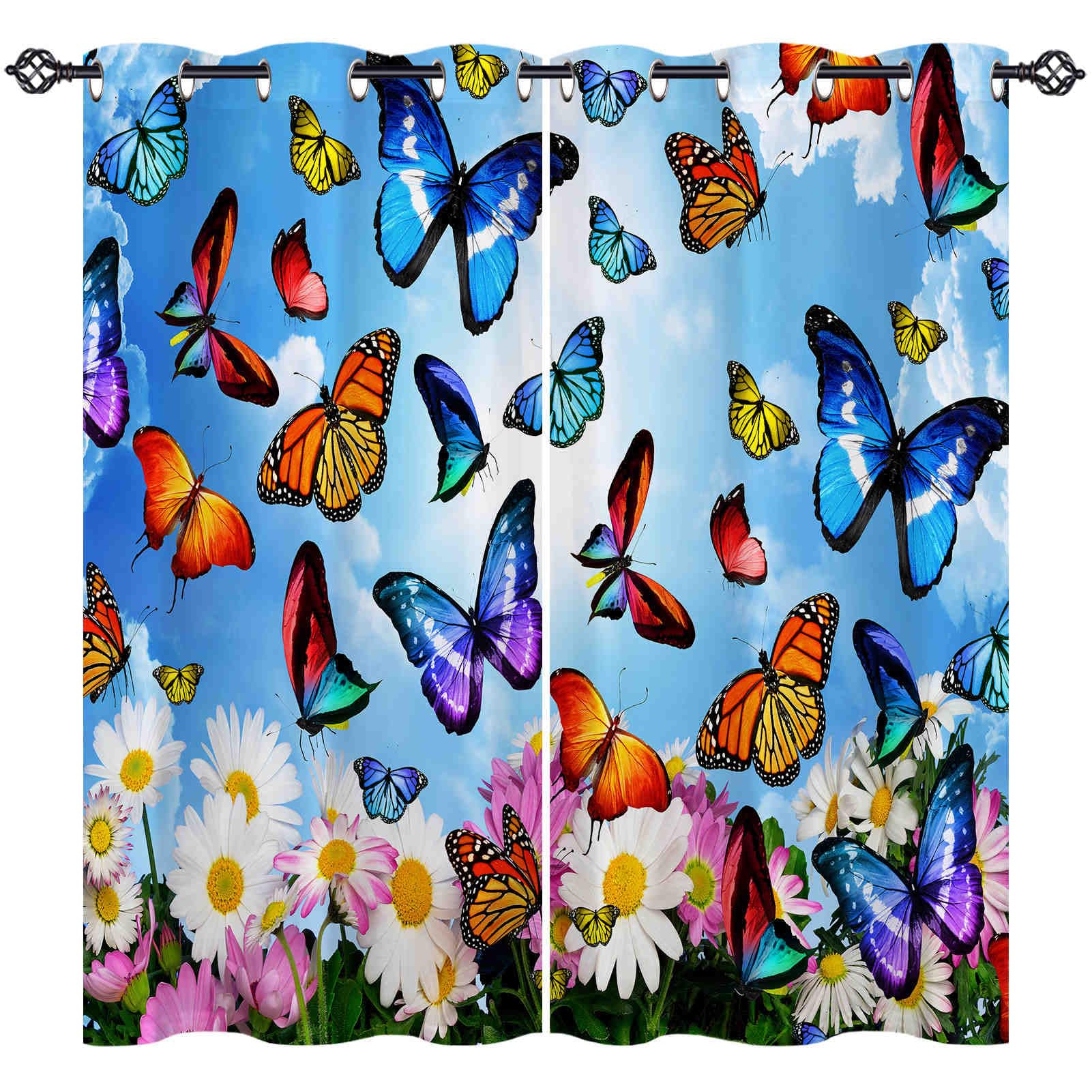 ANHOPE Butterfly Floral Blackout Thermal Curtains 42 x 63 Inch 2 Panels โ image 1