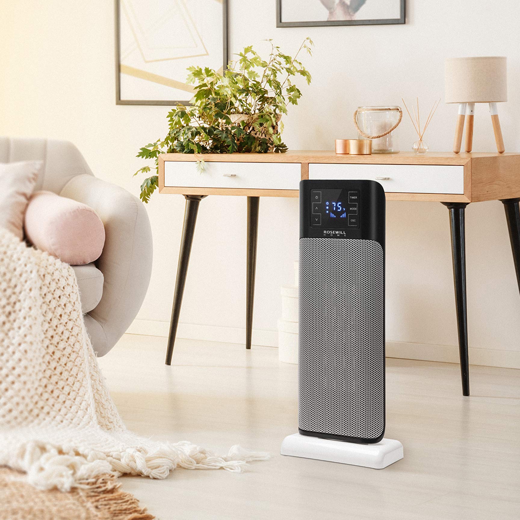 Amazon.com: Rosewill Electric Tower, Ceramic Portable Oscillating Heater  with Thermostat for Small Space Home u0026 Office, Remote Control, 900W / 1500W  Dual Heat Settings, RHTH-18001 : Home u0026 Kitchen