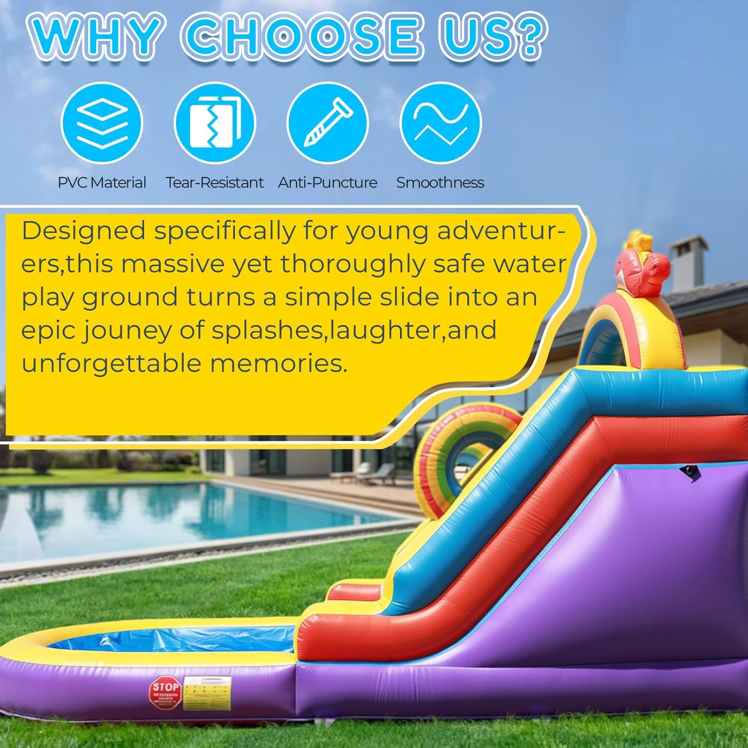 21ft Giant Inflatable Water Slide with Large Pool & Blower – Commercial-Grade Backyard Water Slide for Kids，Adults & Family Outdoor Summer Fun – Heavy-Duty PVC Bounce Slide (21FT×9FT×12.8FT)