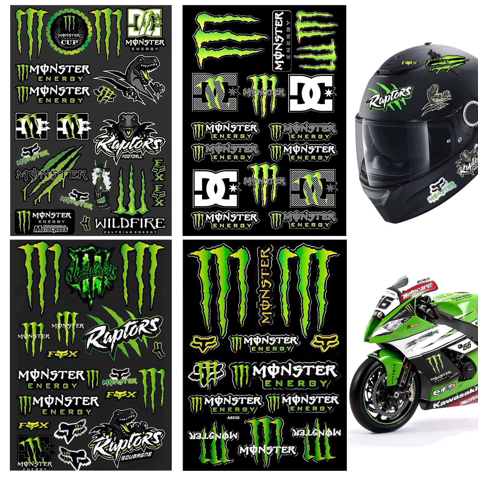 Gorilla In Motorcycle Helmet Sticker Decal - 4 Pack For Toolbox, Laptop, Car Bumper