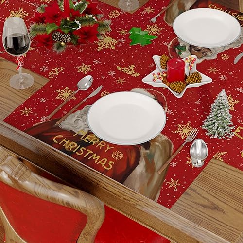 Miniatura 2 de Siilues Juego de 4 manteles individuales de Navidad, Papá Noel, copos de nieve, decoración de invierno de temporada para decoración de interiores y