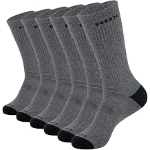 RBX Activewear Mens Crew Socks 6-Pack, Moisture Wicking Cotton Blend Performance Crew Socks Multipack, Unisex