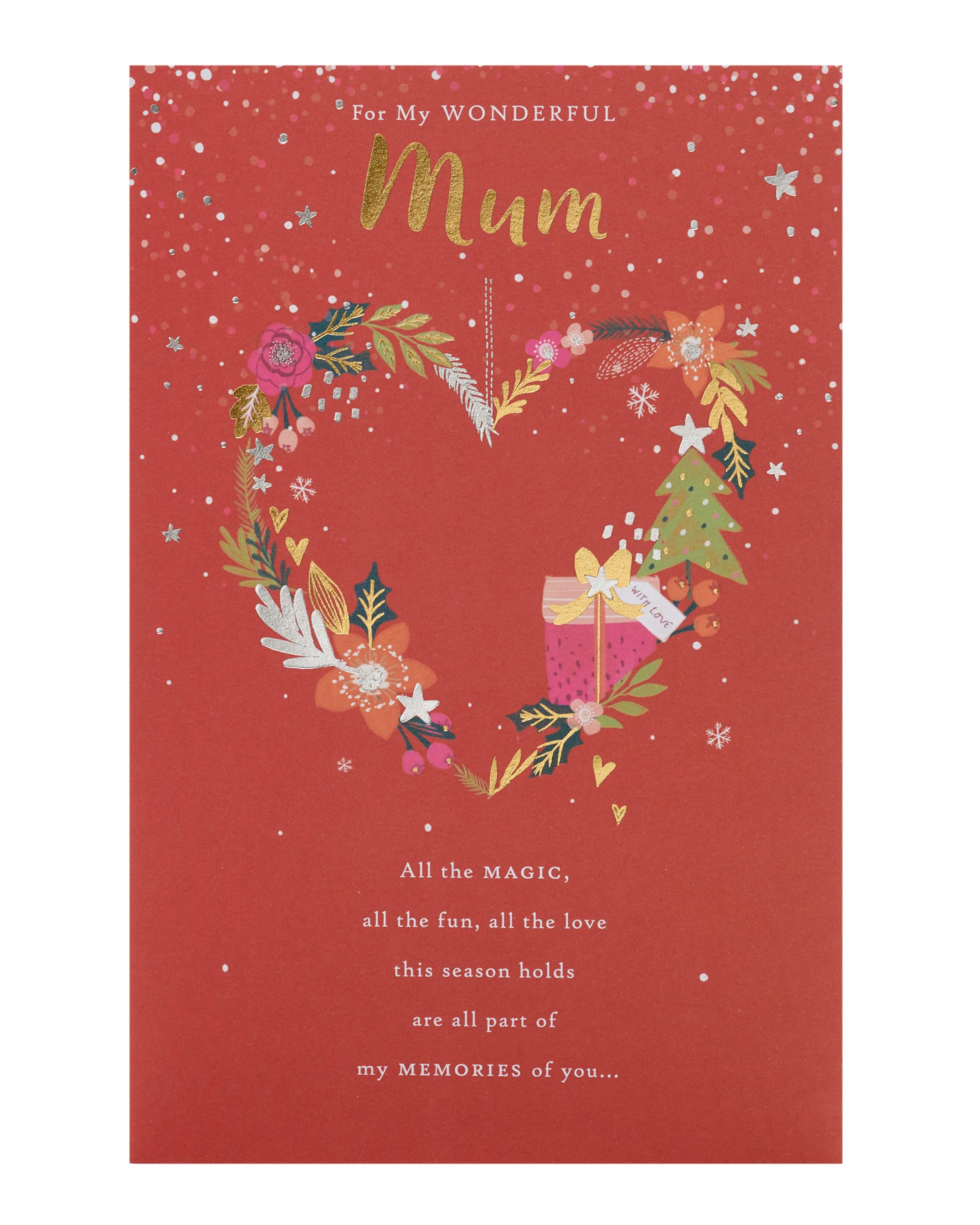 UK Greetings Christmas Card for Mum - Heart Design