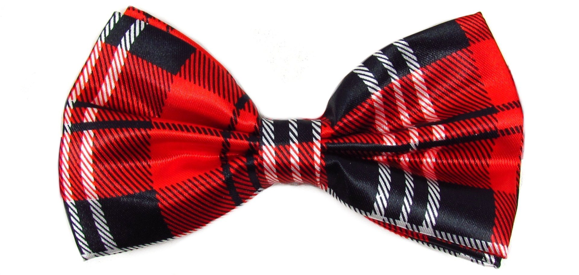 BB Accessories Satin Bow Tie - Tartan Red