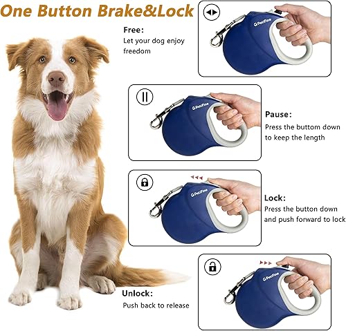 Miniatura 3 de PetiFine Correa retráctil resistente de 26 pies para perros grandes, correa extensible fuerte para perros de hasta 110 libras, cinta de nailon