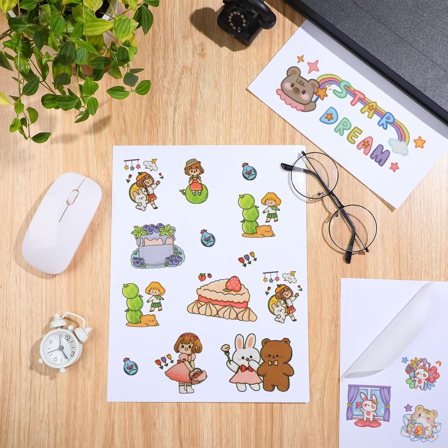 Feifeiya Washi Paper Sticker White Printable Multipurpose Copy Paper Inkjet Printer Compatible Full Sheet Letter Size Labels