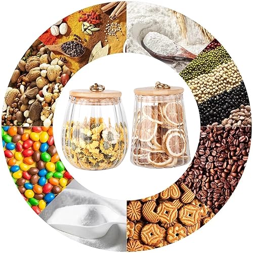 Miniatura 6 de Tarros de vidrio de almacenamiento irregular, frascos de vidrio con tapas herméticas, tarros de boca ancha, tarros de avena durante la noche, tarro