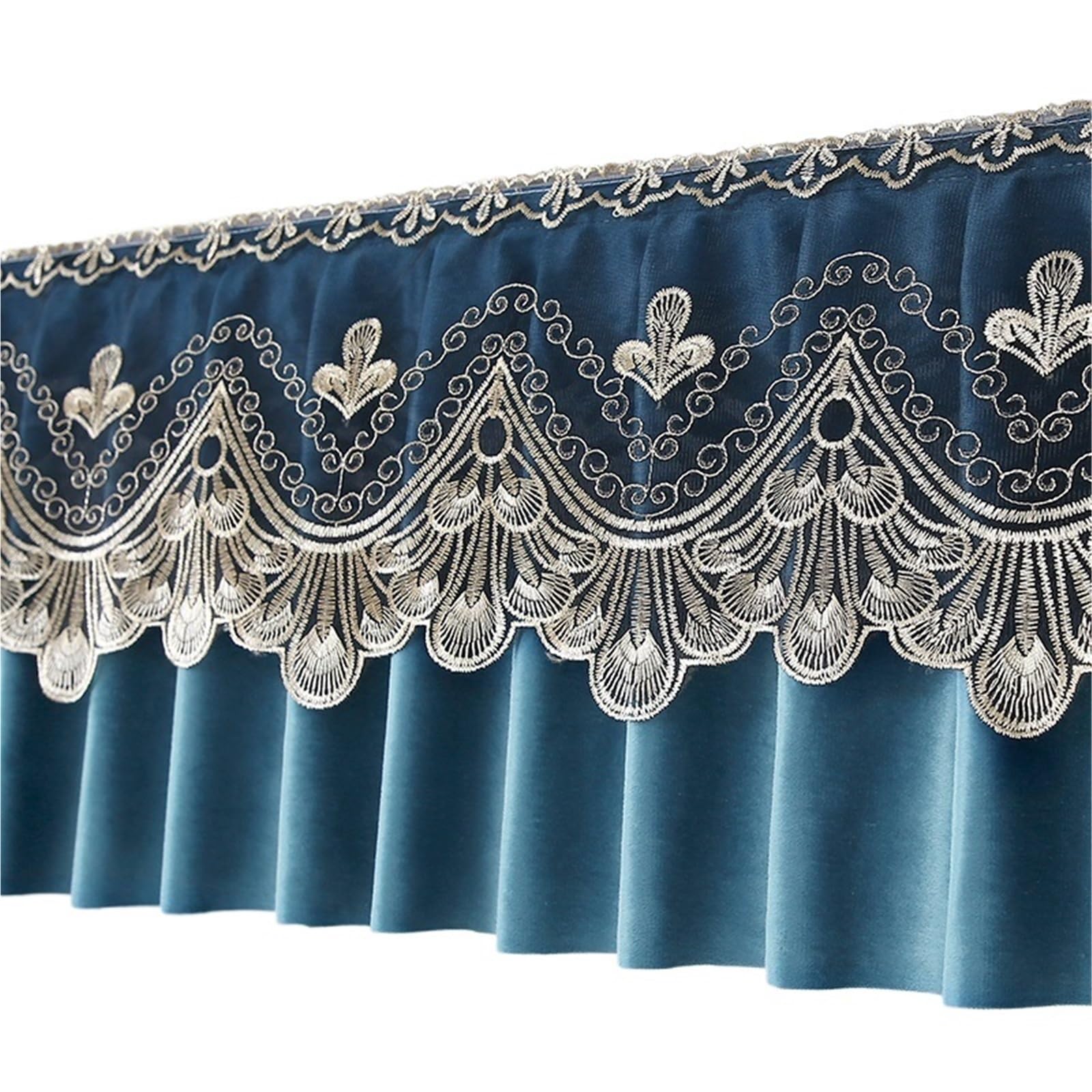 Cantonnière en velours à franges et dentelle chic pour salon - 250x30cm