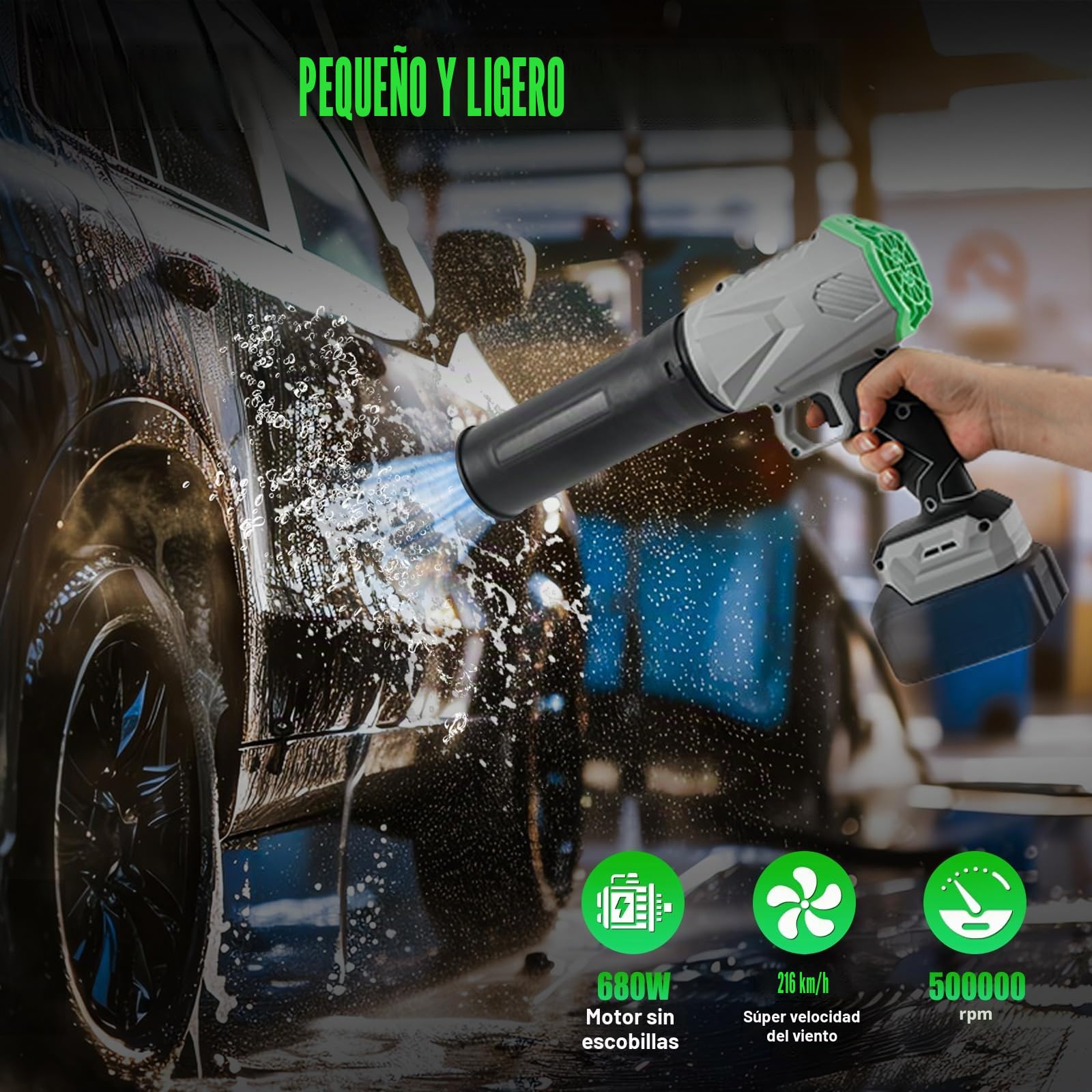 Soplador de hojas con batería para Makita, motor de 500.000 rpm, limpiador de polvo ligero con velocidad ajustable, flujo de aire de 215 km/h, soplador de hojas eléctrico para soplar nieve, secar