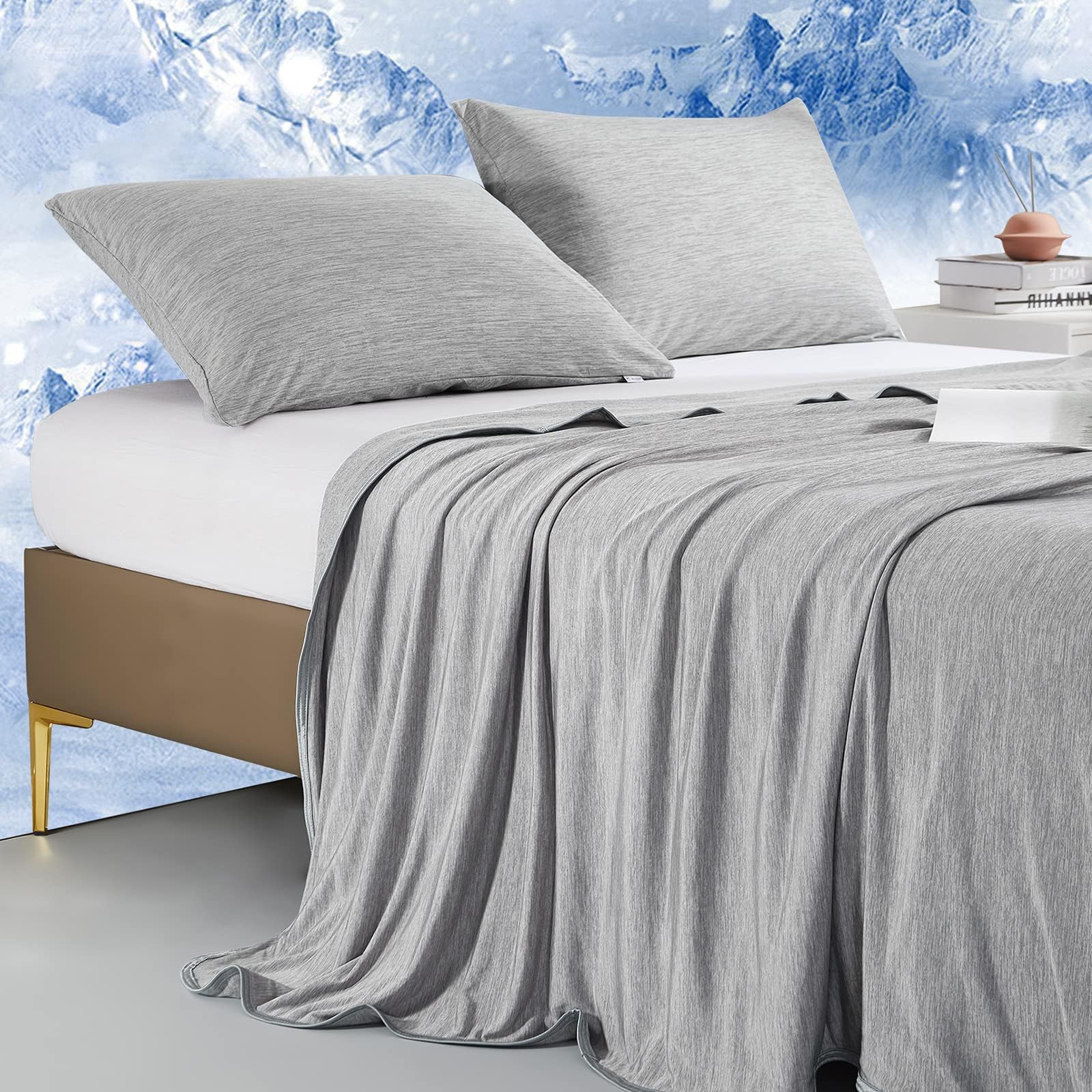 Marchpower Cooling Blanket, Arc-chill 3.0 Cooling Fiber Summer Blankets, Q-Max>0.5 Double-sided Lightweight Cool Blanket for Night Sweats Adult Kids Hot Sleeper, Breathable & Comfort, 150x200CM, Grey