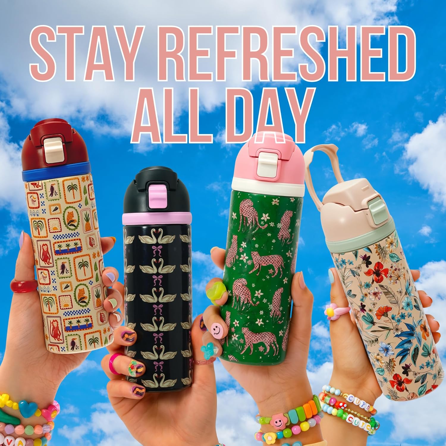 Mayim Capsule – 24oz Vacuum Insulated Water Bottle with Locking Lid & Carry Handle | Stainless Steel Travel Tumbler for Iced Coffee & Water | BPA-Free, Leakproof (Hot Pink – Global Destinations) - Image 8