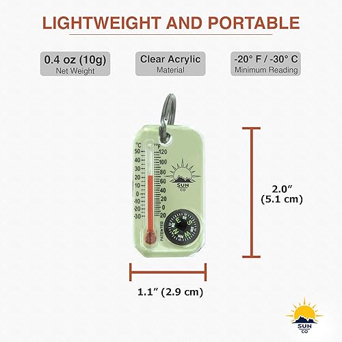 Miniatura 3 de Sun Company LumaGage  Brújula multifuncional que brilla en la oscuridad y termómetro con tabla de enfriamiento de viento  Ideal para camping,