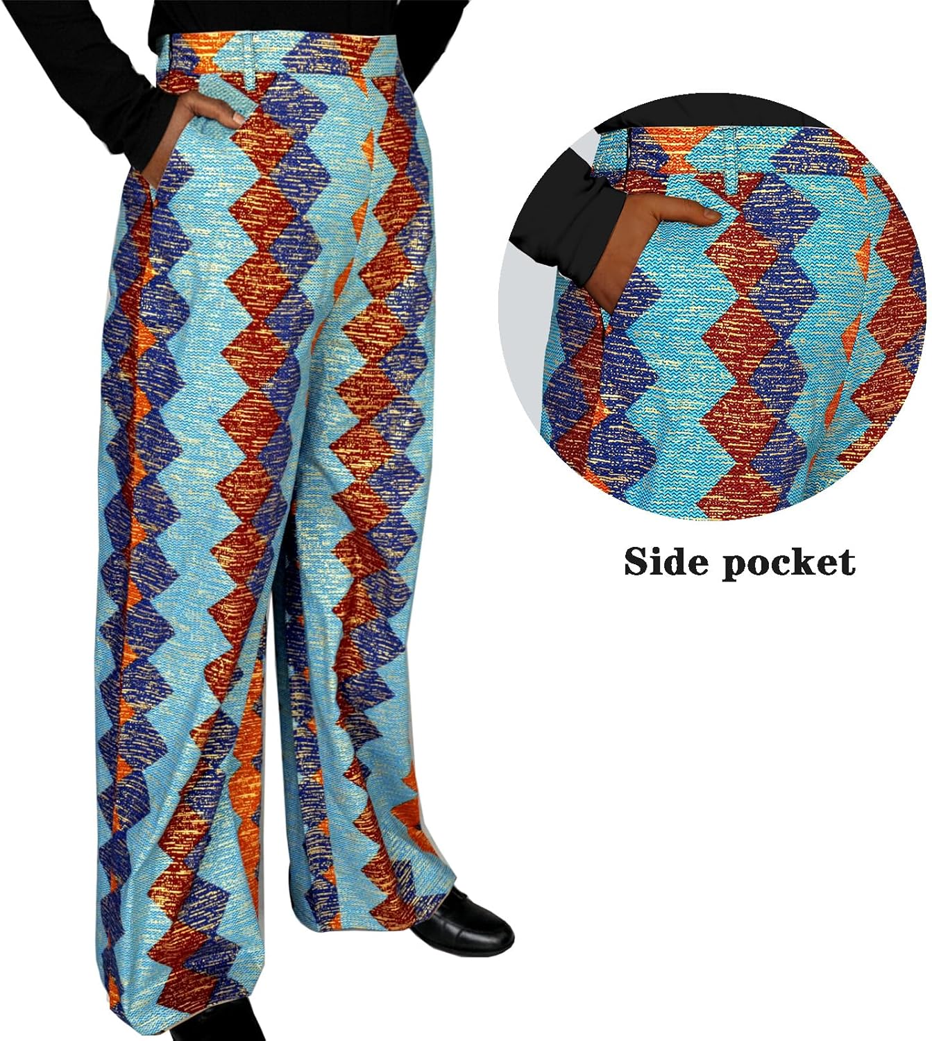 SEA&ALP African Print Pants for Women Plus Size Wide Leg Ankara Trousers Loose Kente Dashiki Pants Baggy Clothes Attire - Image 2