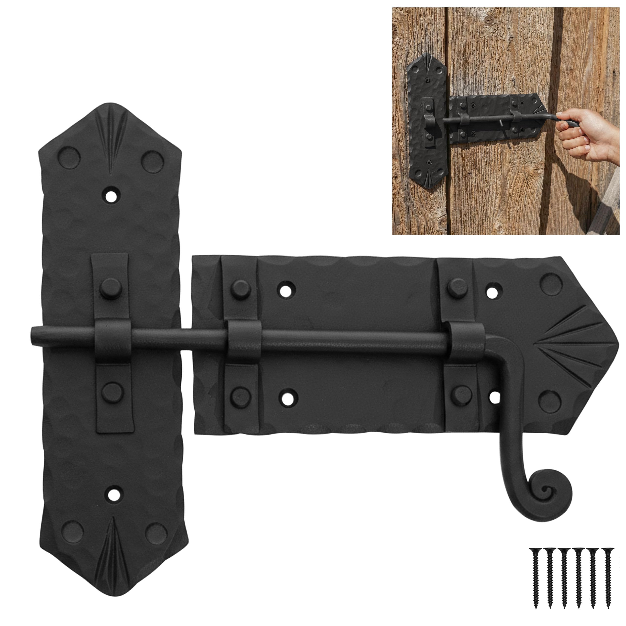 SaKeGa Iron Gate Latch Black Flip Latches, Heavy Duty Cast Iron Drop Latch, for Old Farm Barn Shed Cabinet Shutter Antique Privacy Door Hardware Replacement (274)