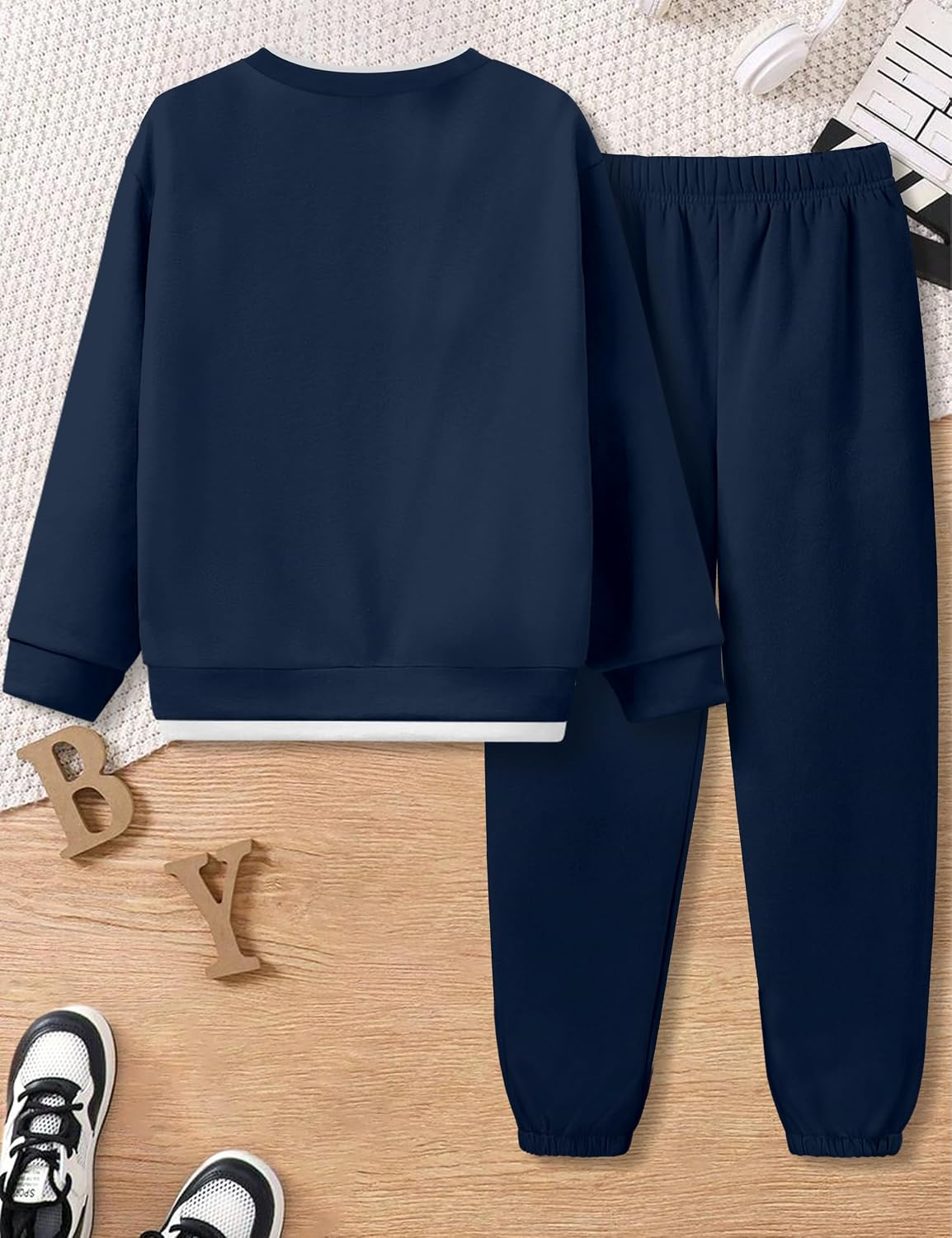 KANGKANG Boys Clothes Size 10-12 Youth, Teen Clothes Two Piece Round Neck Long Sleeve Sweatshirt Pullover Top and Sweatpants with Pocket Fall Winter Outfits Set