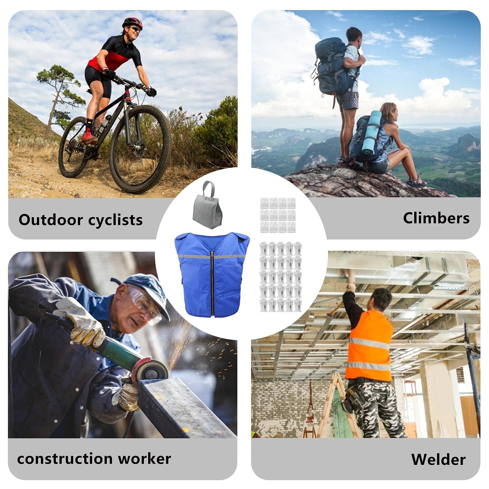 Kühlweste mit Kühlakkus, Sommer-Eisweste zur Wärmeentlastung, kühles EIS-Shirt for Outdoor-Sportarten, persönliche kühlende Kälteweste for Teenager, Männer und Frauen/399