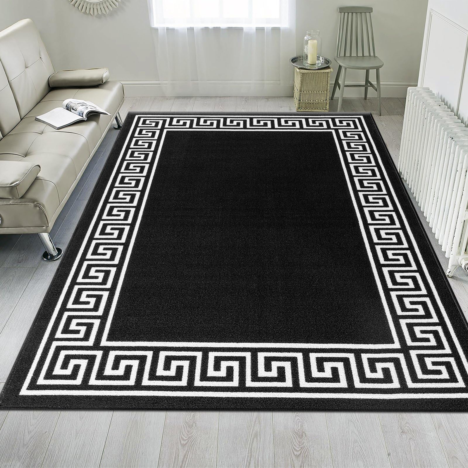 renoazul® Carpet Runners for Hallways Non-Slip Long & Wide Heavy-Duty Plain | 80 x 300 cm Super Absorbent Indoor Stair Carpet and Kitchen Anti-slip Floor Mats - Greeky Rug - Grey & Black — view 43