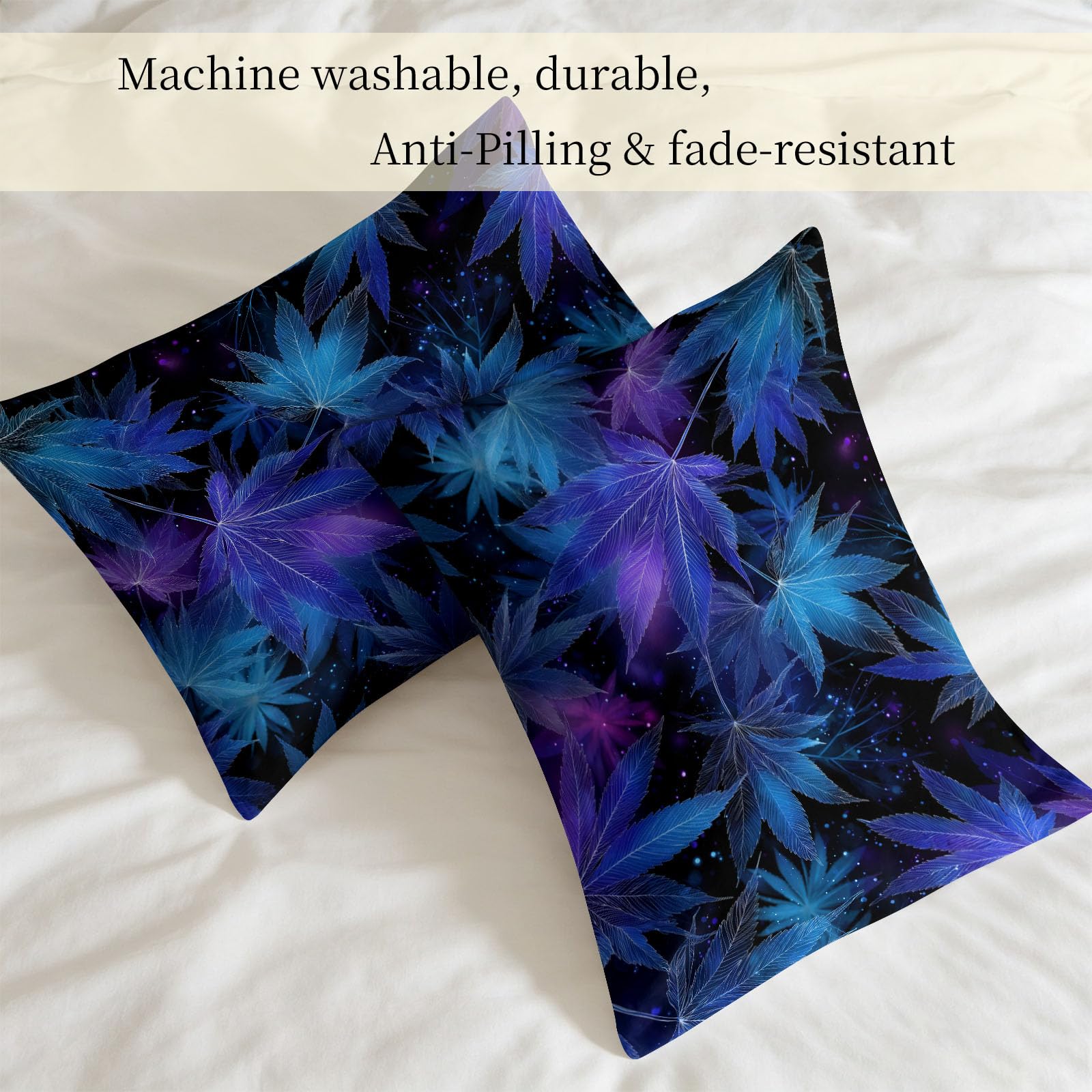 Générique Fantastico Misterioso Trapunta Cielo stellato Foglie Neon Trapunta Senza Fodera 140x200 cm 4 Stagioni Cooling, Trapuntato Morbido, Lavabile con 2 federe
