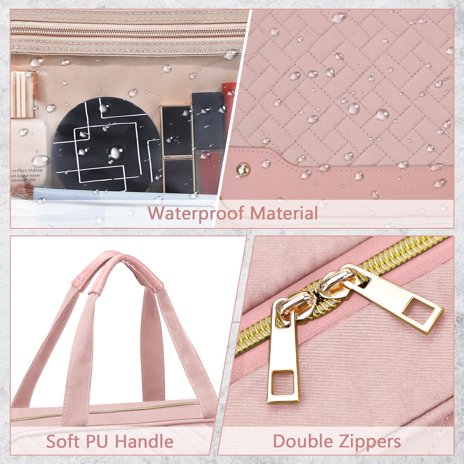 Wedama Neceser para mujer, bolsa de aseo colgante de viaje con compartimento organizador de joyas, bolsa de maquillaje, bolsa de maquillaje impermeable, bolsa de viaje para cosméticos, viajes, camping