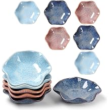 Ceramic Dipping Bowls Set of 8, 3 oz Sauce Cups, Chrysanthemum Round Small Side Dish for Sushi, Tomato, Soy Sauce, Condiment Finger Bowls
