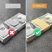 Vista 5 de PONNOR Paquete de 550 bandas de dinero en blanco natural kraft marrón para efectivo, correas autoadhesivas para monedas, para envoltorios