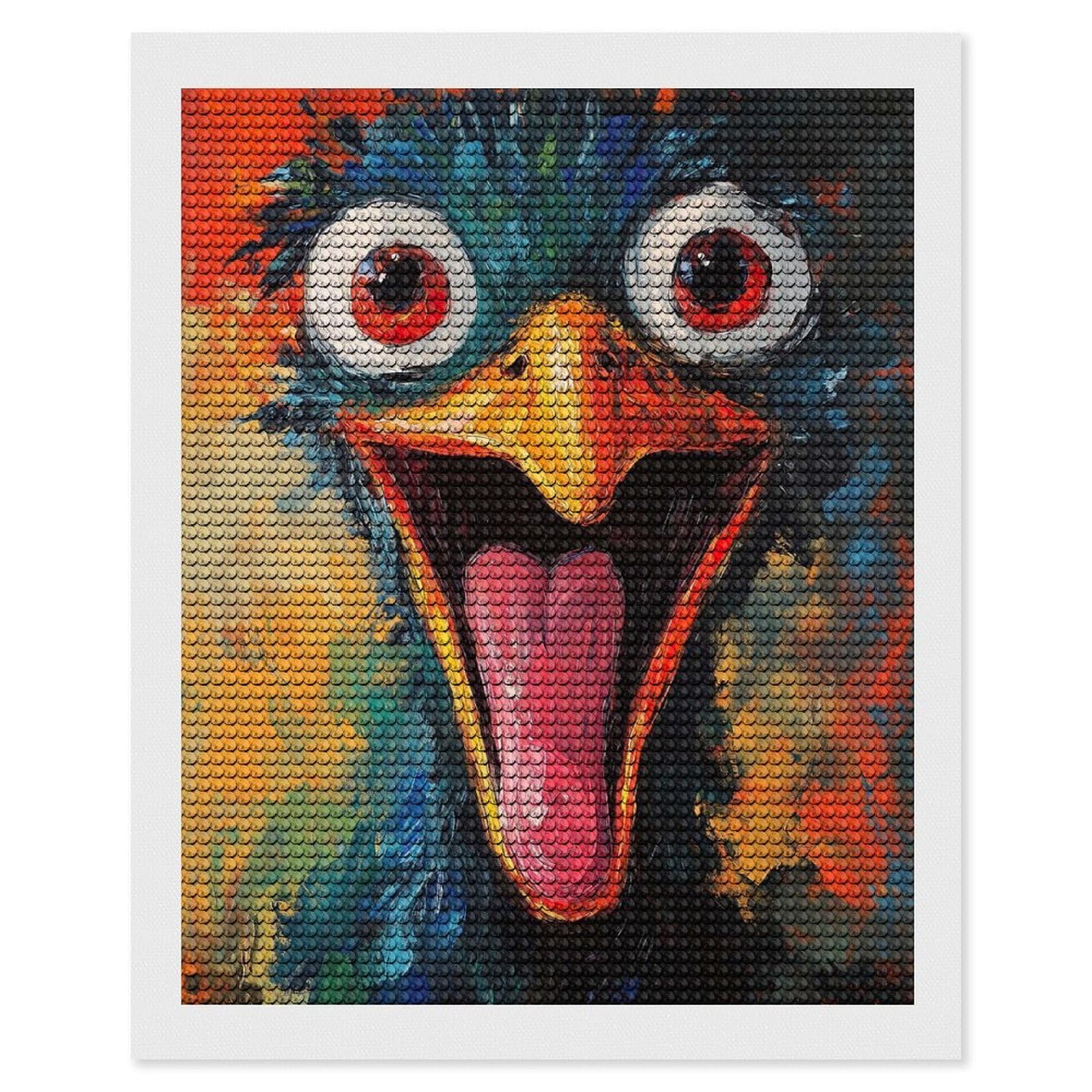 Junmoney Funny Ostrich Painting Diamond Painting Canvas Kit 16"x20", Relaxing DIY, Modern Decor, Aesthetic Room Decor, Home Wall Art, Wall Art Gift