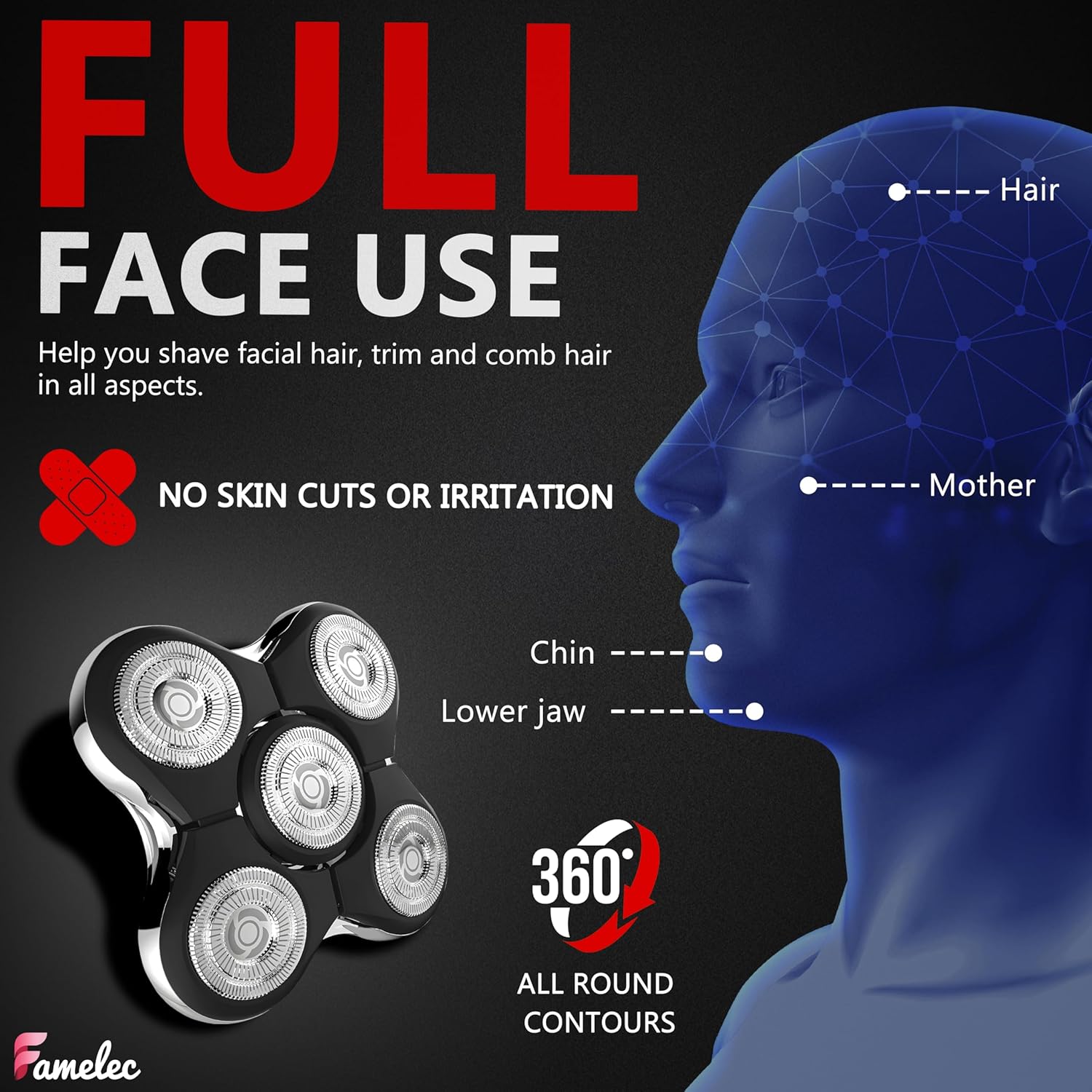 for Remington Balder Pro Head Shaver XR7000, Fit for Remington Balder Pro Replacement Head XR1500 XR1501, Replacement Head Shavers for Bald Men Compatible with Shaver for Men - Image 8