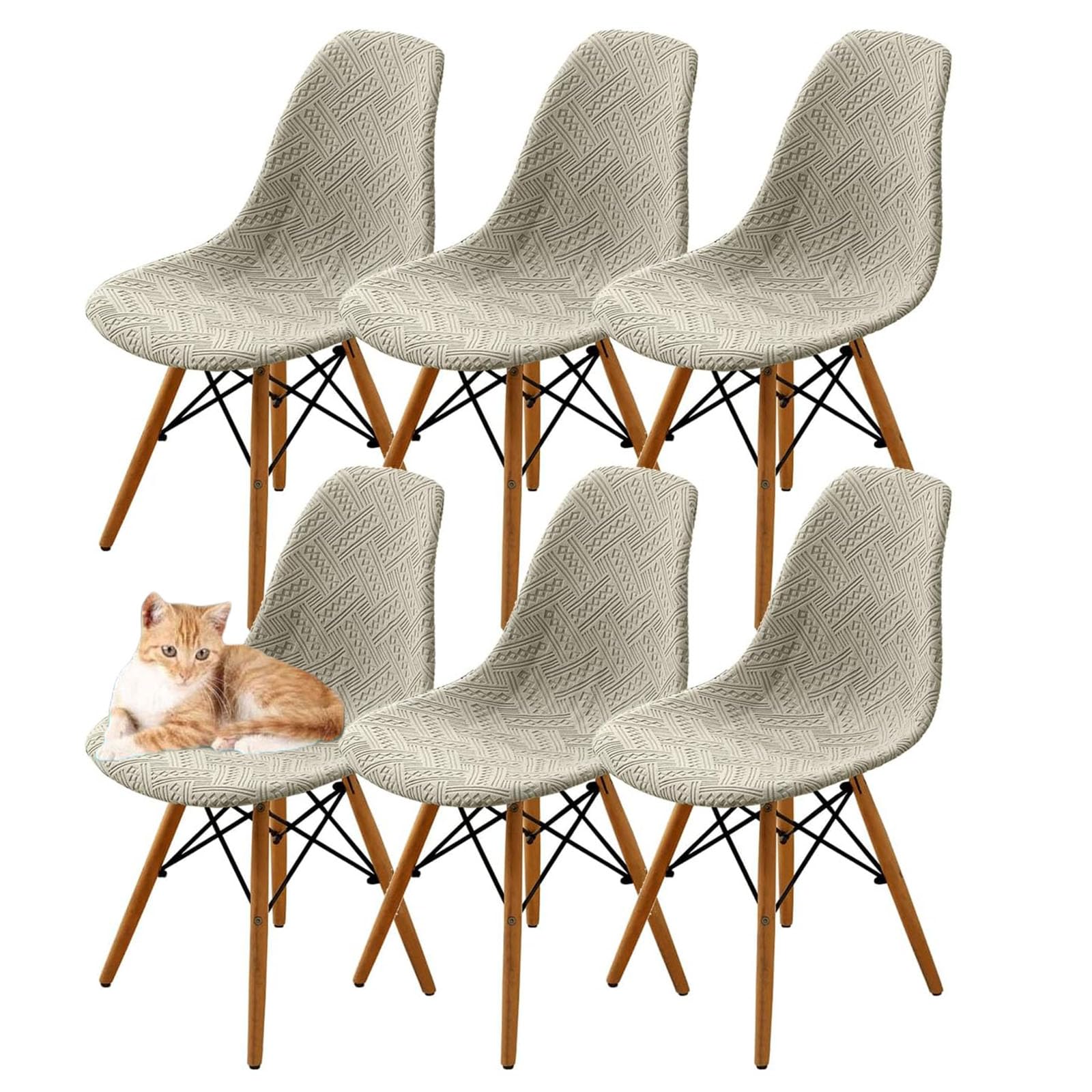 Housses de chaise extensibles et lavables, protection beige pour lot de 6 chaises