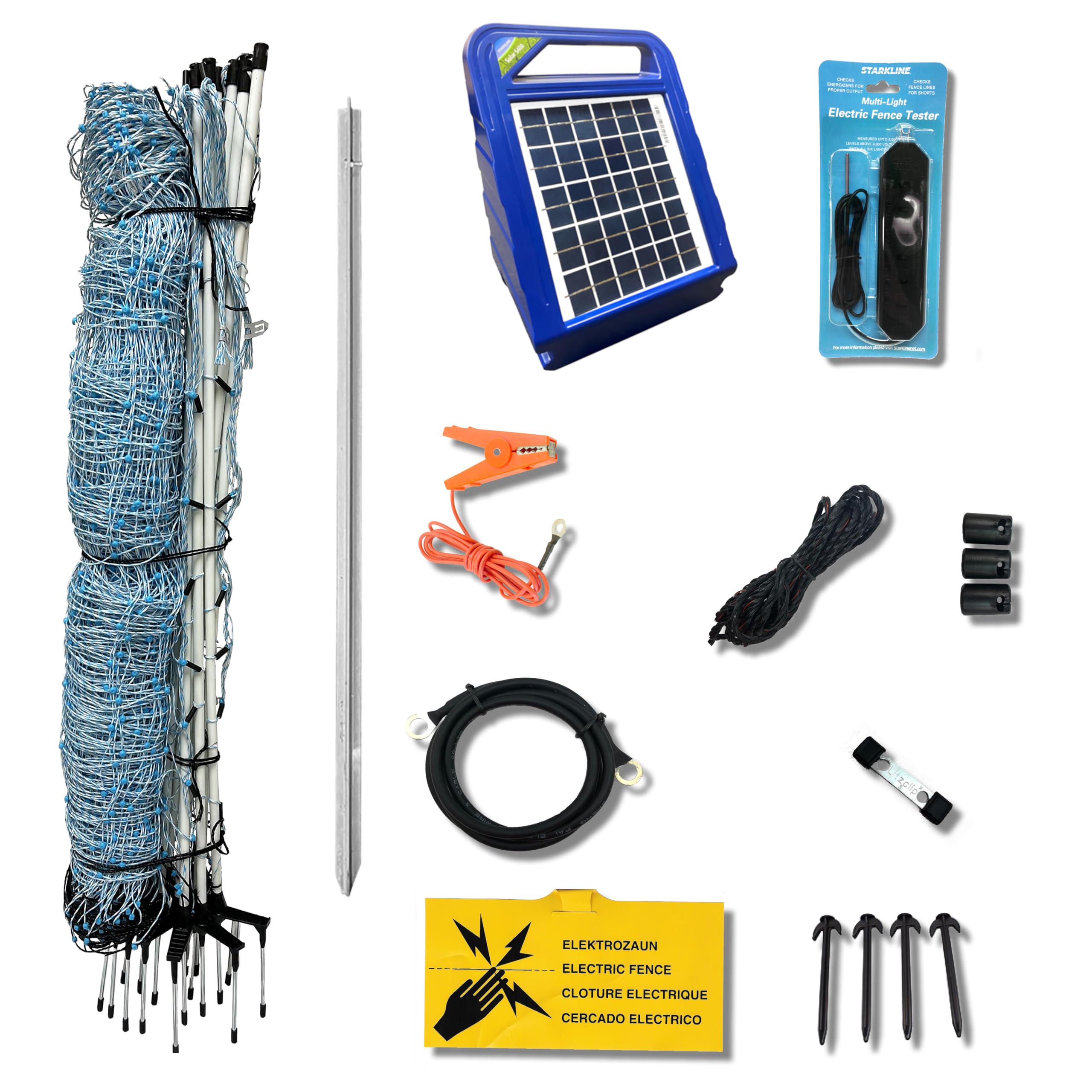 Starkline 35"x164' Electric Netting All-in-One Solar Kit for Goats, Sheep, Gardens, Beehives, Dogs, and More for Backyards, Homesteads, Farms and Ranches