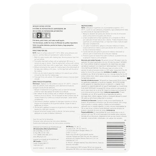 Miniatura 4 de 3M Cinta de moldeo automotriz súper resistente, 12 pulgada x 5 pies por rollo (paquete de 2, 10 pies en total)  Adhesivo de espuma de doble cara