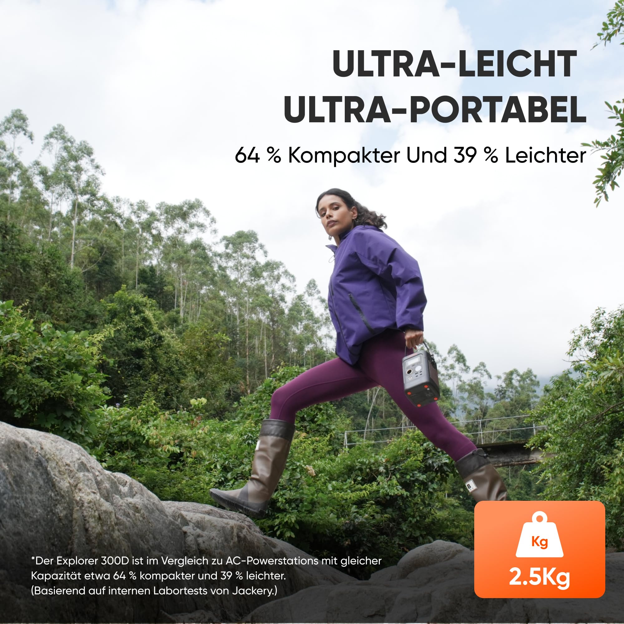 Jackery Explorer 300D Tragbare Powerstation, 288Wh LFP-Batterie, 300W DC Power, 2x USB-C bis 140W, leichter & kompakter Solargenerator für Camping, Reisen & Wohnmobile