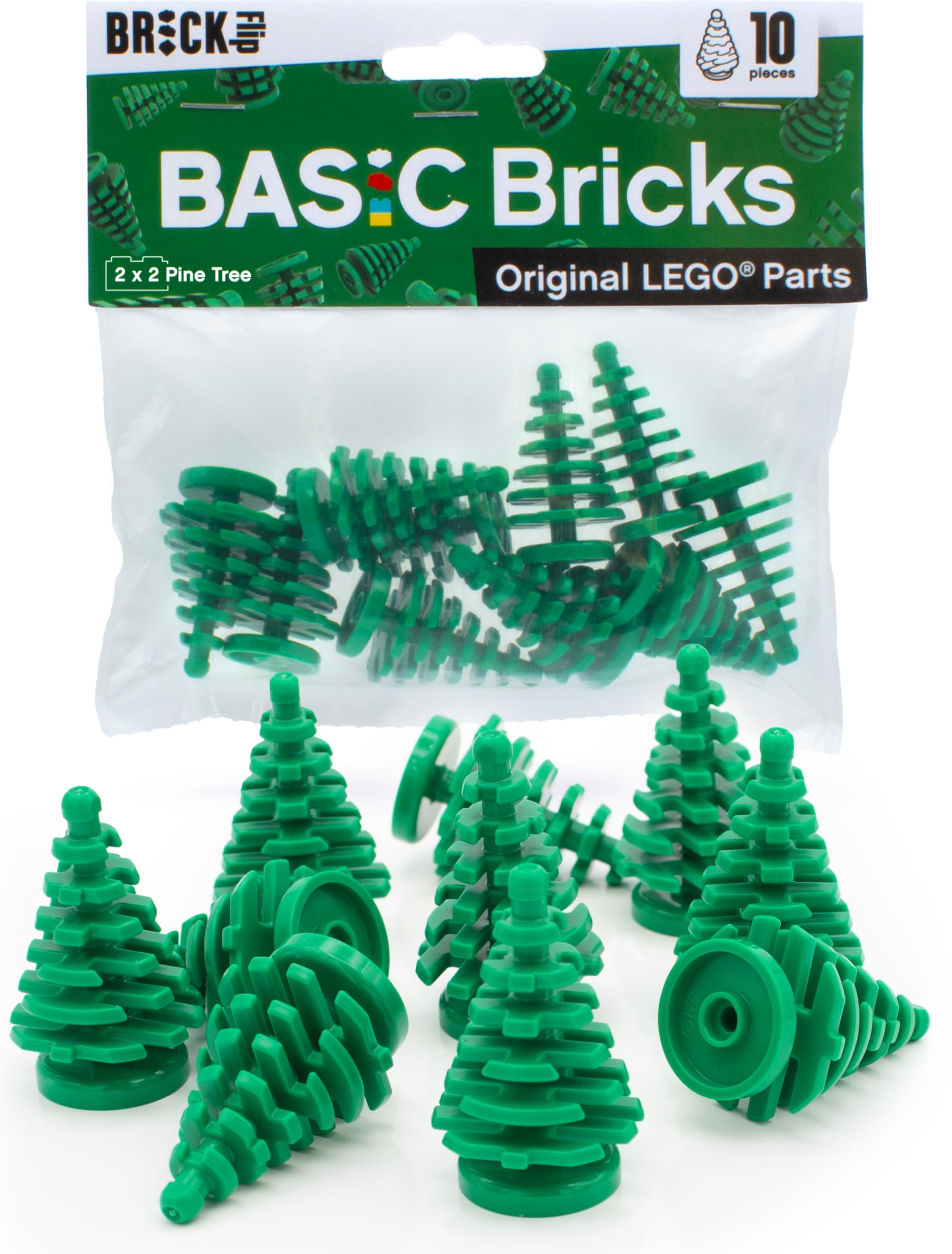 BRICK Flip Classic LEGO Christmas Tree Set of 100 Green Pine Trees - 3+ Years - 15cm x 3cm x 15cm, Small (15cm x 3cm x 15cm)