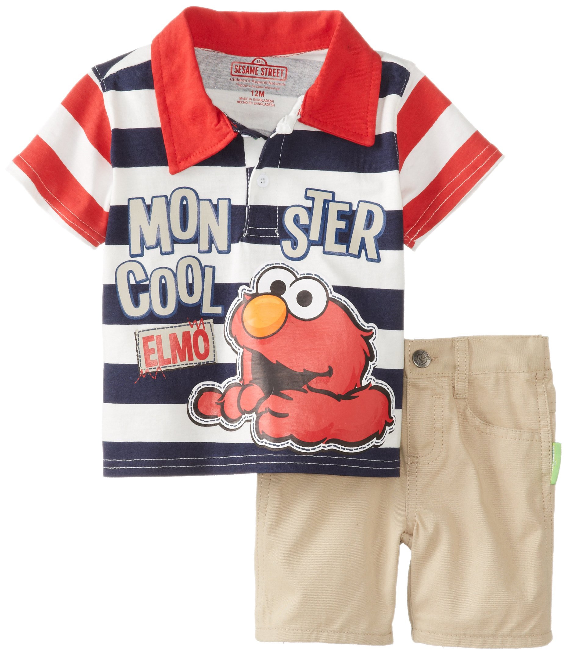 Sesame StreetBaby Boys' 2 Piece Elmo Stripe Short Set