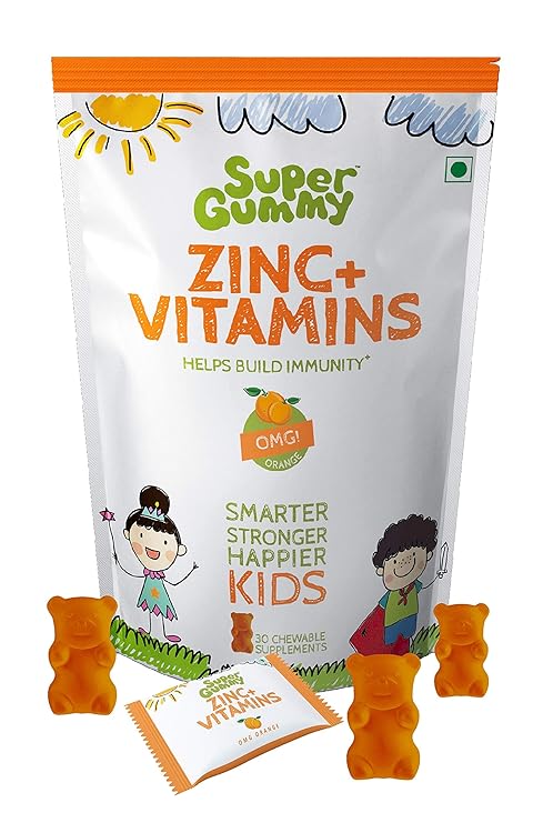 Super Gummy Zinc + Vitamin C Gummies For Kids Immunity Booster (30 Chewable Gummy Bears)