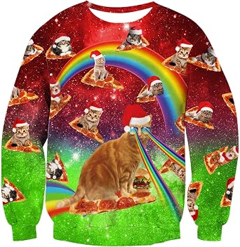 ALISISTER Ugly Christmas Jumper 3D Printed Xmas Pullover Sweatshirt Funny Long Sleeve Sweater T-Shirt for Men S-3XL