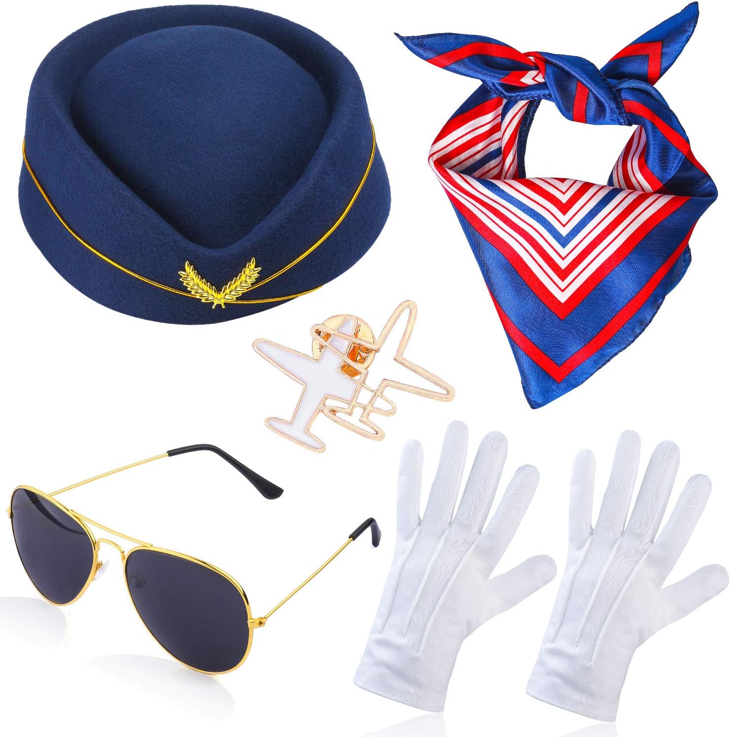 Beelittle Women's Stewardess Costume Accessories Flight Attendant Hat with Air Hostess Cosplay Costume Accessories, Navy1, One size