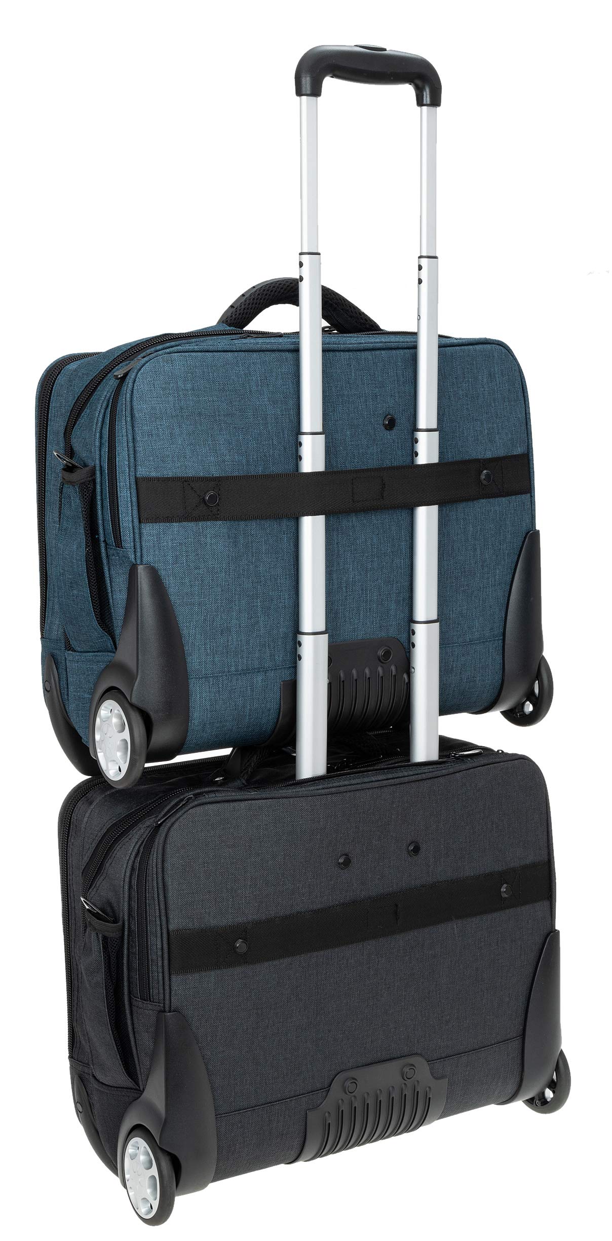 Trolley Pilotentrolly mit Notebook - Polstertasche Trolly 17 Zoll + Ledermäppchen (ANTHRAZIT Two Tone)