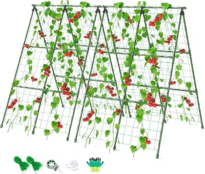 Miory Cucumber Trellis, 32"x48" 2 Pack A-Frame Trellis for Raised Bed, Garden Trellis for Climbing Plants Outdoor, Plant Support for Vegetables Vines
