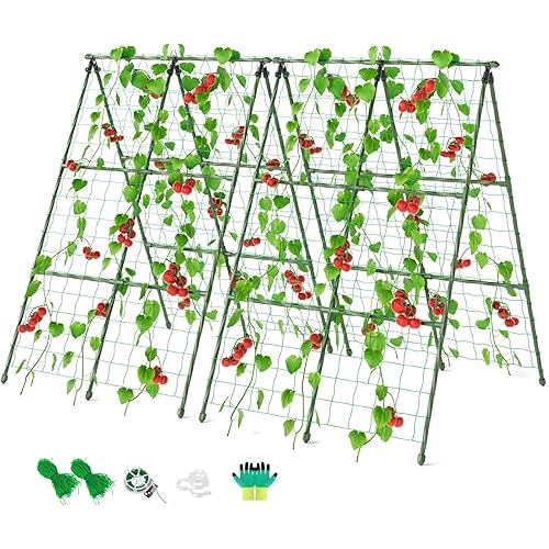 Miory Cucumber Trellis, 32"x48" 2 Pack A-Frame Trellis for Raised Bed, Garden Trellis for Climbing Plants Outdoor, Plant Support for Vegetables Vines