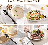 Vista 7 de Astercook Silverware Set 48-Piece Black Flatware Set with Steak Knives Food-Grade Stainless Steel Cutlery Set for 8 Mirror Polished Utensils Set