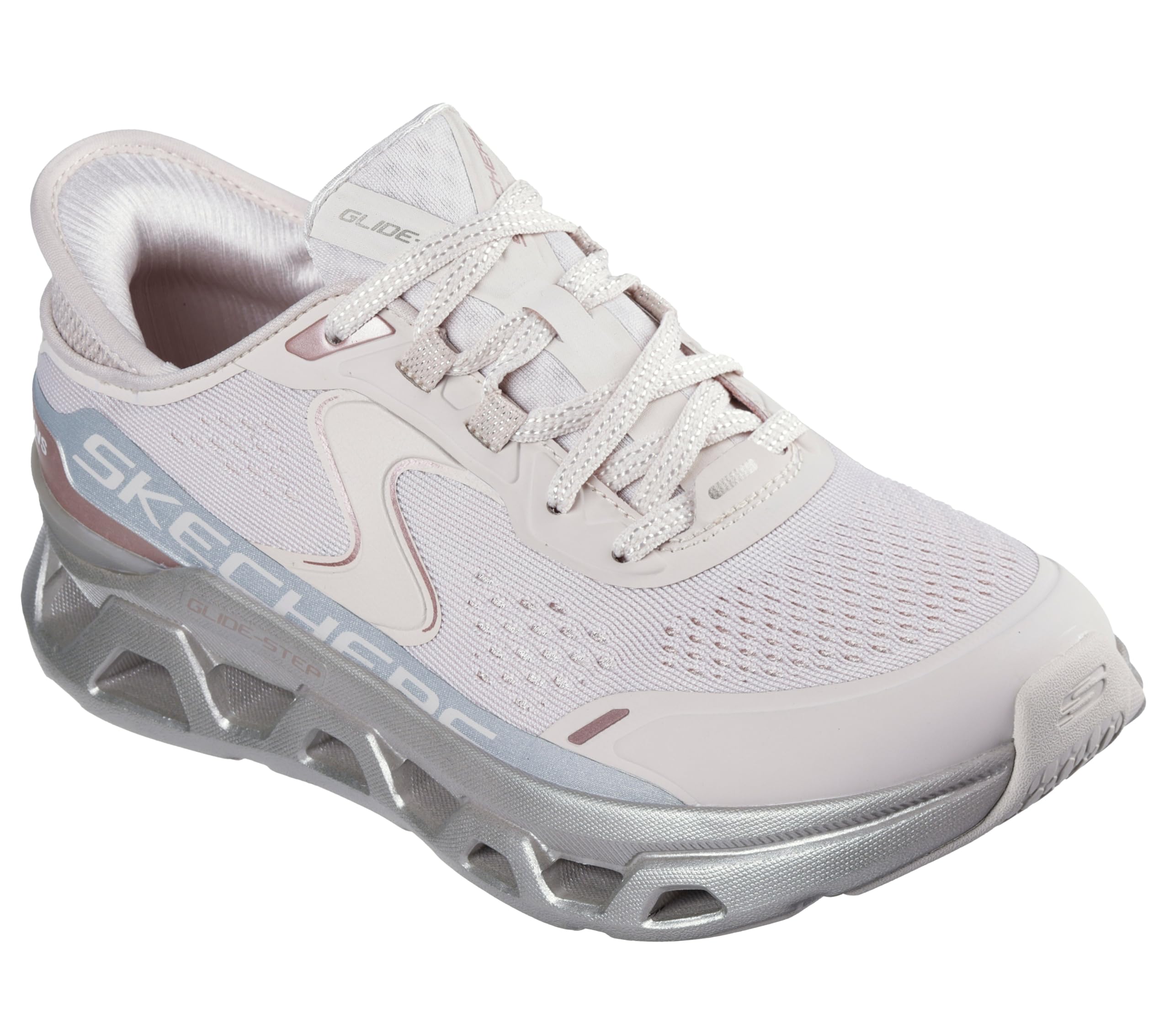 Skechers Women's Glide-Step Altus-starlightt Shine Hands Free Slip-ins Sneaker, Ntgd=Natural/Gold, 3.5 UK