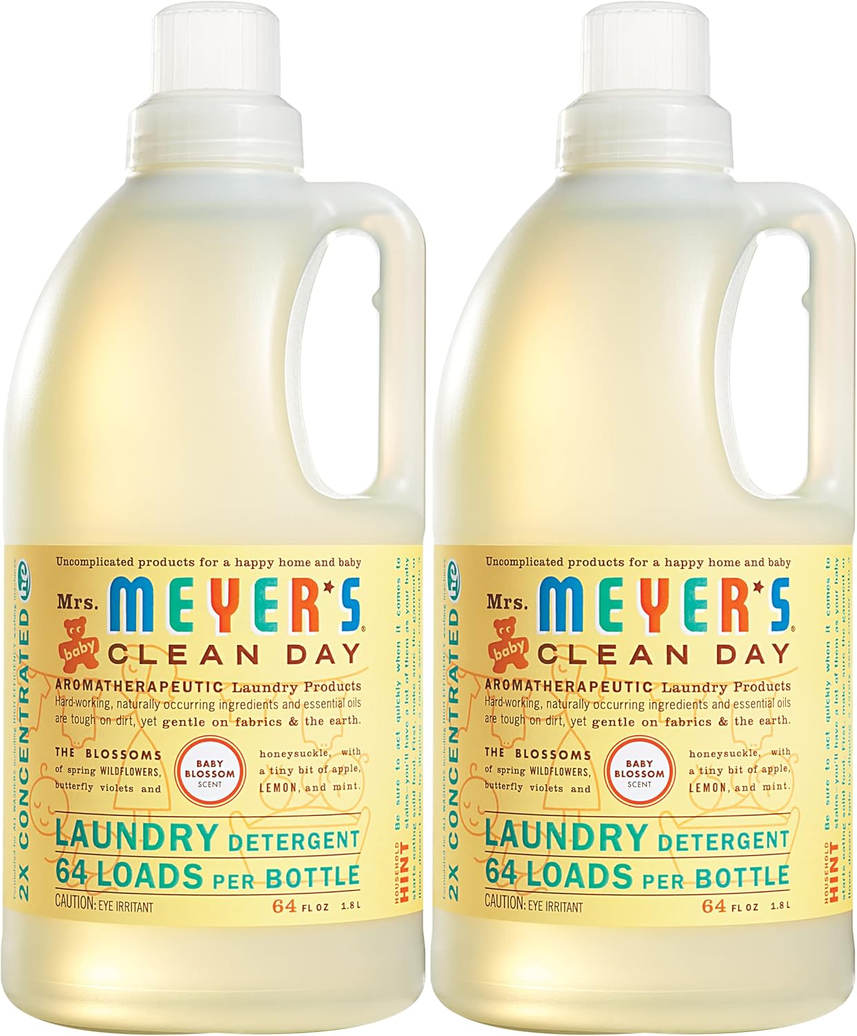 Mrs. Meyer's Clean Day Liquid Laundry Detergent, Cruelty Free and Biodegradable Formula Infused with Essential Oils, Lavender Scent, 64 oz - Pack of 2 (128 Loads) : Everything Else
