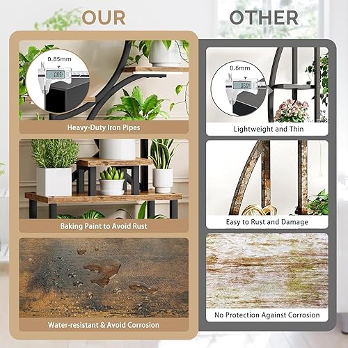 Miniatura 8 de Soporte para plantas de interior con luz de crecimiento, paquete de 2 estantes altos para plantas de interior, soporte de esquina de 62 pulgadas, 8